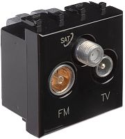 Розетка TV+FM+SAT Оконечная модульная DKC Avanti 3-м. 2 мод. черный квадрат картинка